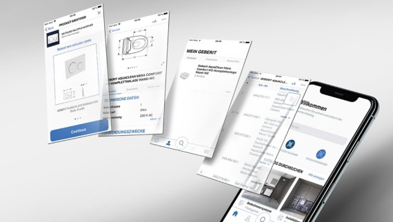 Identificer indbygningscisterner med Geberit Pro-appen og bestil de passende reservedele på ingen tid.